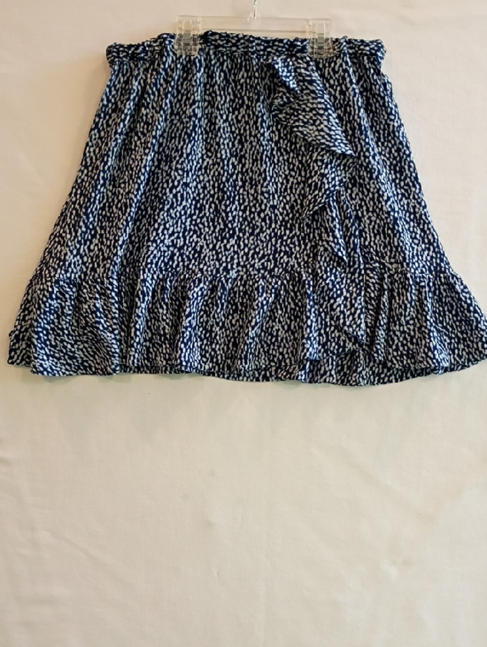 Ruffled Flirty Mini Skirt Navy Blue White Speckled Michael Kors Size Sm-Med